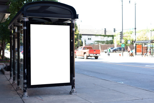 blank billboard at bus station