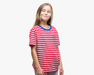 Young beautiful girl over isolated background smiling looking side and staring away thinking.