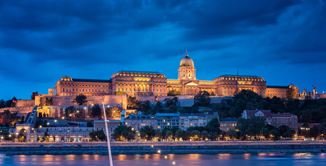 Famous Royal Palace in Budapest in dusk