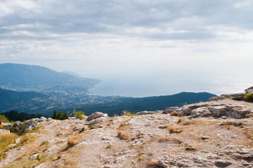 The top of the Ai-Petri mountain and the sea view.