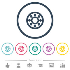 Bearings flat color icons in round outlines