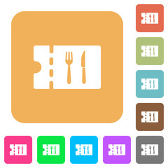 Dinner discount coupon rounded square flat icons