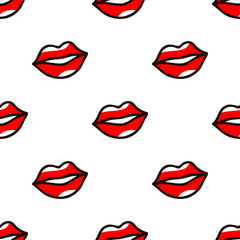 red lips pattern in cartoon style