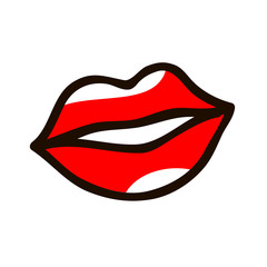 red lips illustration in cartoon style