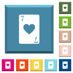 Seven of hearts card white icons on edged square buttons