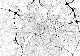 Gordijnen Monochrome city map with road network of Brussels © Christian Pauschert