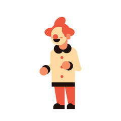 Cute boy wear clown scarecrow costume happy