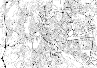 Fototapete Rome Monochrome city map with road network of Rome