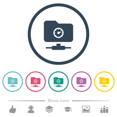 Fast FTP flat color icons in round outlines
