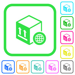 Worldwide package transportation vivid colored flat icons