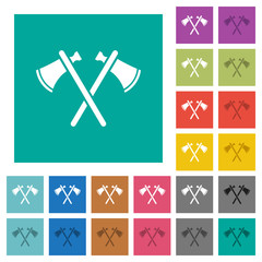 Two tomahawks square flat multi colored icons