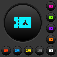 Camping discount coupon dark push buttons with color icons