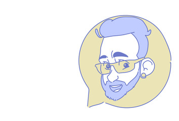 Male head chat bubble profile icon man