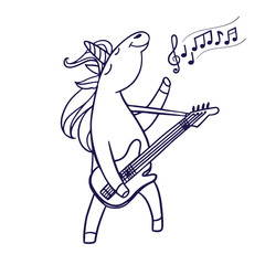 Cute unicorn playing guitar