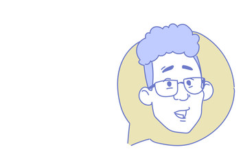 Male head chat bubble profile icon man