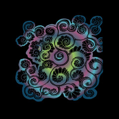 Neon illustration of a psychedelic flower. The good idea for decoration of anything