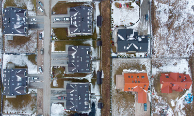 Aerial view of suburb near Gdansk (Poland) in winter.