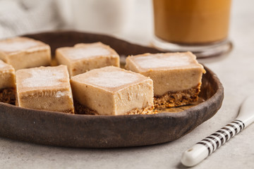 Raw coffee fudge bars. Healthy dessert.