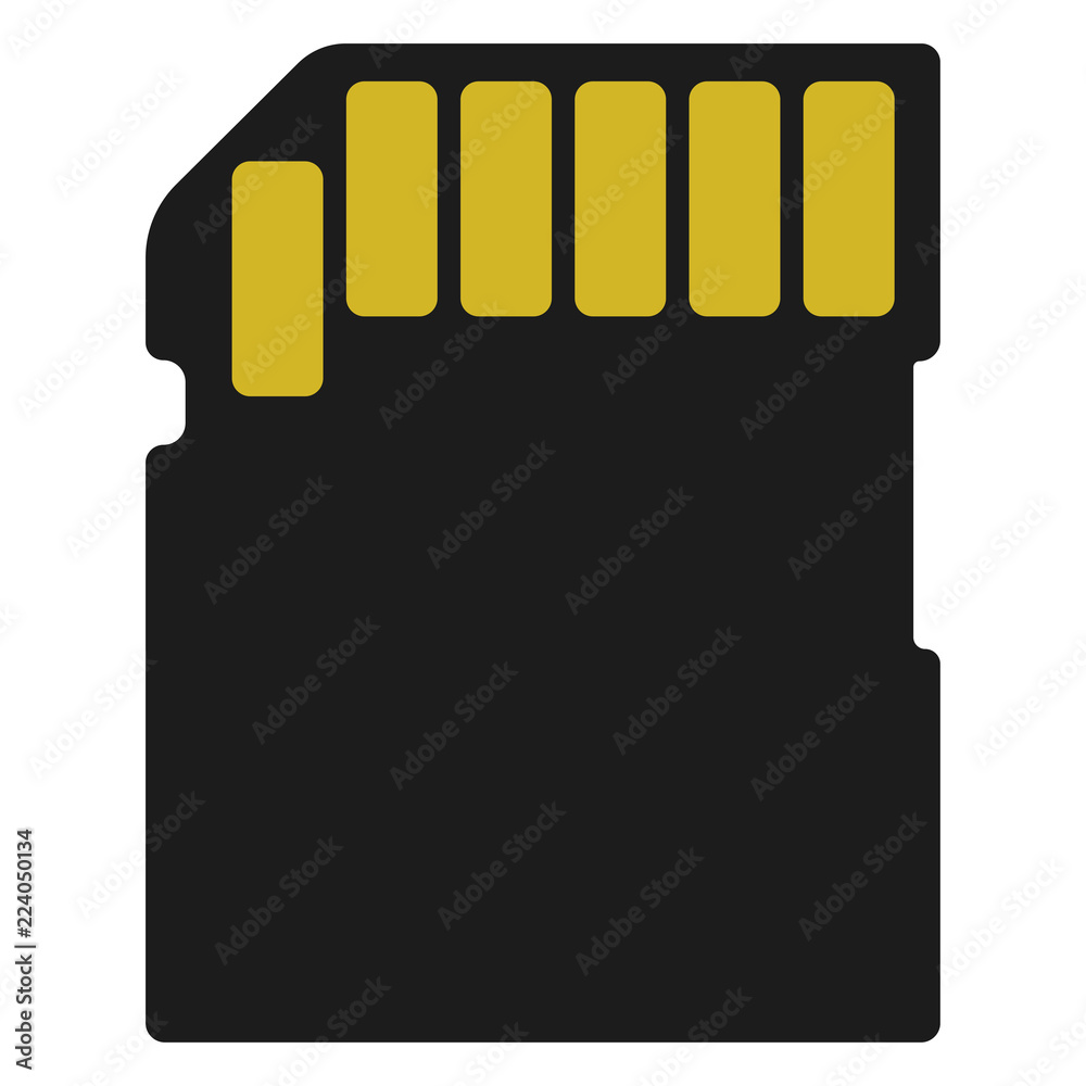Fototapete Memory card flat icon isolated on white background. Simple memory card in flat style, vector illustration.