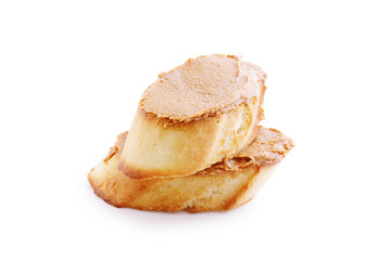 Peanut butter sandwich isolated on white background