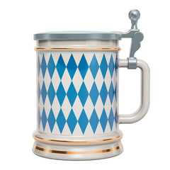 Oktoberfest beer mug with flag of Bavaria, 3D rendering