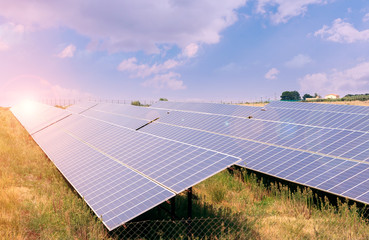 Solar panels energy. Photovoltaic technology renewable energy concept.