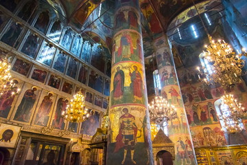 Obraz premium Cathedral of the Dormition (Uspensky Sobor) or Assumption Cathedral of Moscow Kremlin interior, Russia