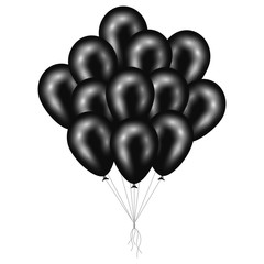 A bunch of shiny black air balloons. Vector