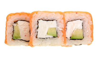sushi roll isolated on white background without a shadow