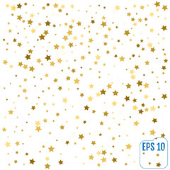 Gold stars. Confetti celebration, Falling golden abstract decoration for party, birthday celebrate, anniversary or event, festive. Festival decor. Vector illustration