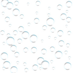 Underwater fizzing air bubbles on white background. Fizzy sparkles in water, sea, aquarium, ocean. Effervescent drink. Undersea vector texture.