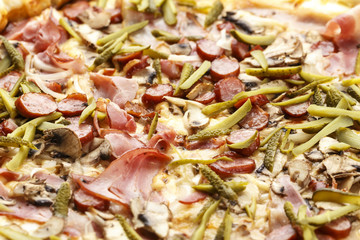 pizza with meat close-up