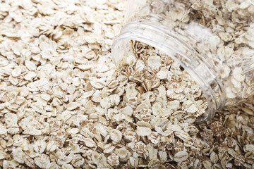 the raw oatmeal is scattered