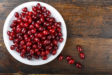 Dogwood berries on the plate