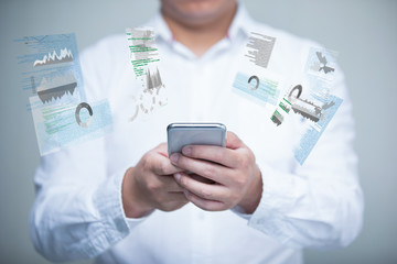 business man working with mobile phone