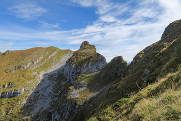 View over the Churfirst alpine mountains in Switzerland