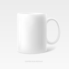 Coffee tea mug photo realistic mock up. Vector illustration.
