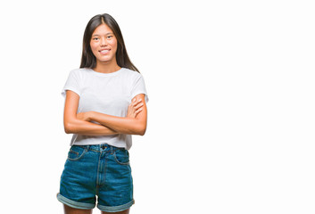 Young asian woman over isolated background happy face smiling with crossed arms looking at the camera. Positive person.