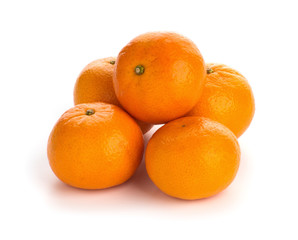 fresh tangerines isolated on white background