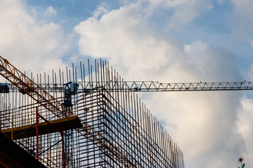 Steel frameworks of building under construction
