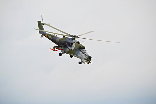 Helicopter MI-35/ SIAF Sliac - 2018 September 1 air day helicopter flying MI-35