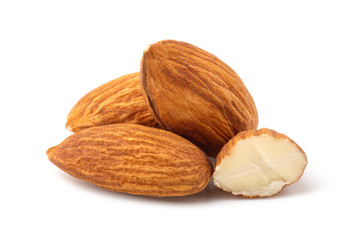 Almonds isolated on white background