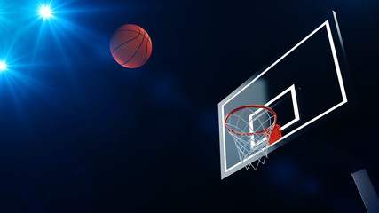 3D illustration of Basketball hoop in a professional basketball arena. - 224057316