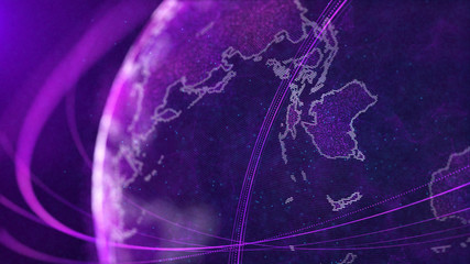 Global network connection. World map point. Representing the global. Network connection. 3D rendering.