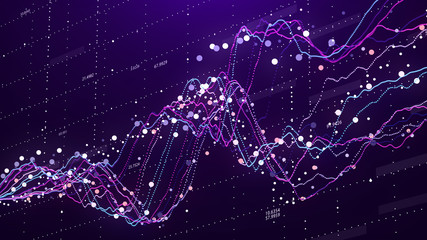Stock market chart. Big Data. Business Graph. Investment graph. Abstract financial chart. 3D rendering.