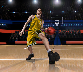 basketball player in action on basketball playground