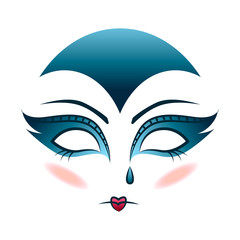 Carnival mask sad clown harlequin on an isolated background. Vector