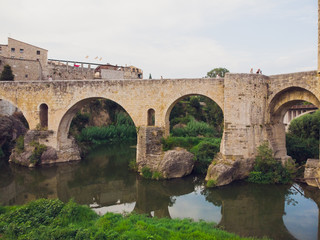 Fototapeta na wymiar Besalu is medieval village in Girona province in Spain