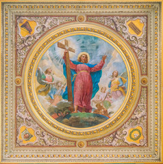 Obraz na płótnie Canvas Jesus fresco in the ceiling of the Church of the Suore Missionarie di Gesù Eterno Sacerdote, in Rome, Italy.