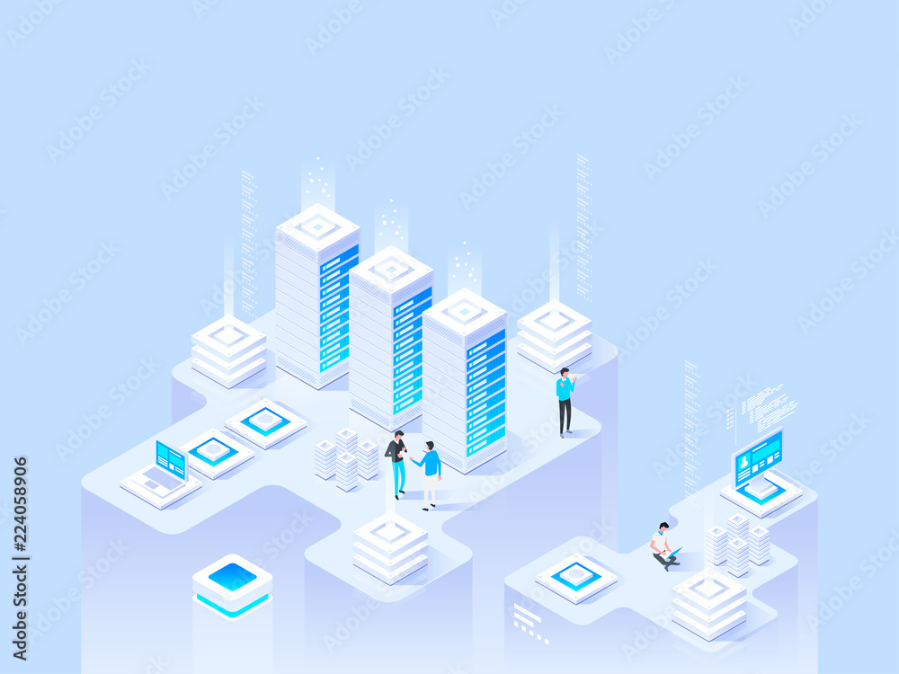 Wall mural big data flow processing. high technology concept.